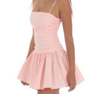 Never Worn, Lucy in the Sky, Ruched Fit and Flare Dress in Pink  XSL68413
